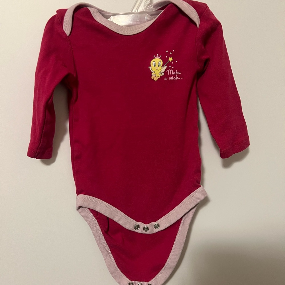 Warner Bros Tweety Bird Burgundy and Pink Onesie for Everyday Wear